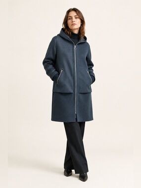 Topshop Wool Blend Hooded Jacket Black Gold Hardware Size 6